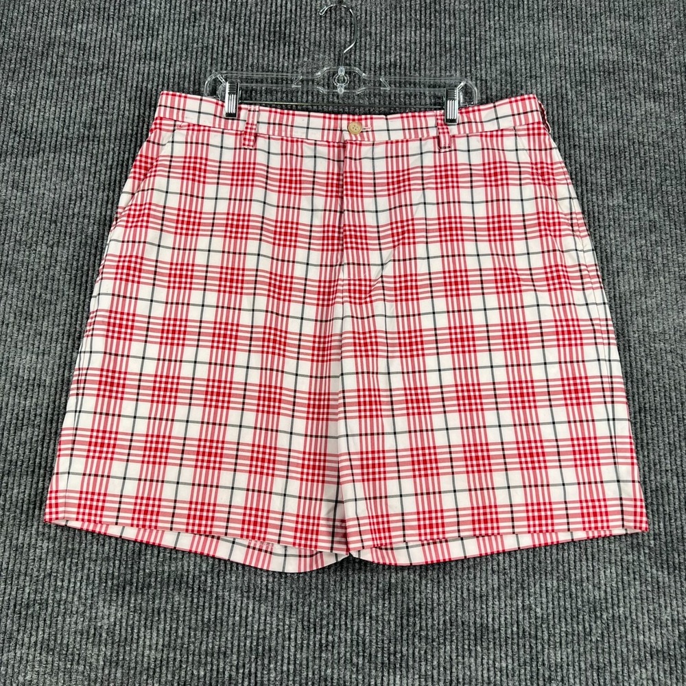 Izod Shorts Mens Size 38 Red White Plaid Chino Performance Outdoor Golf Casual